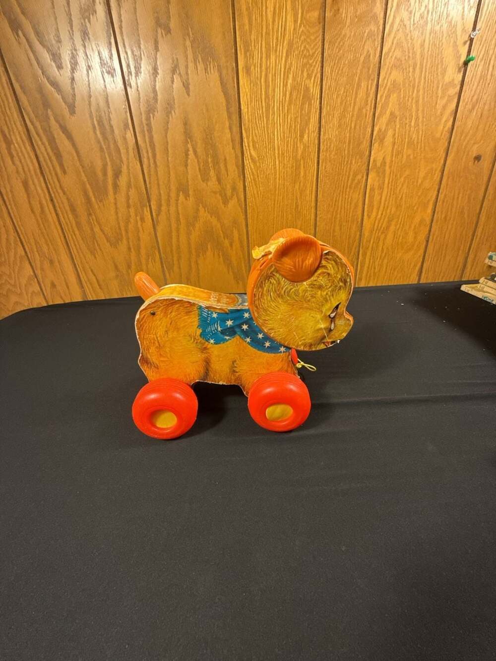 Vintage 1966 Fisher-Price #711 Cry Baby Bear Wood and Plastic Pull Toy